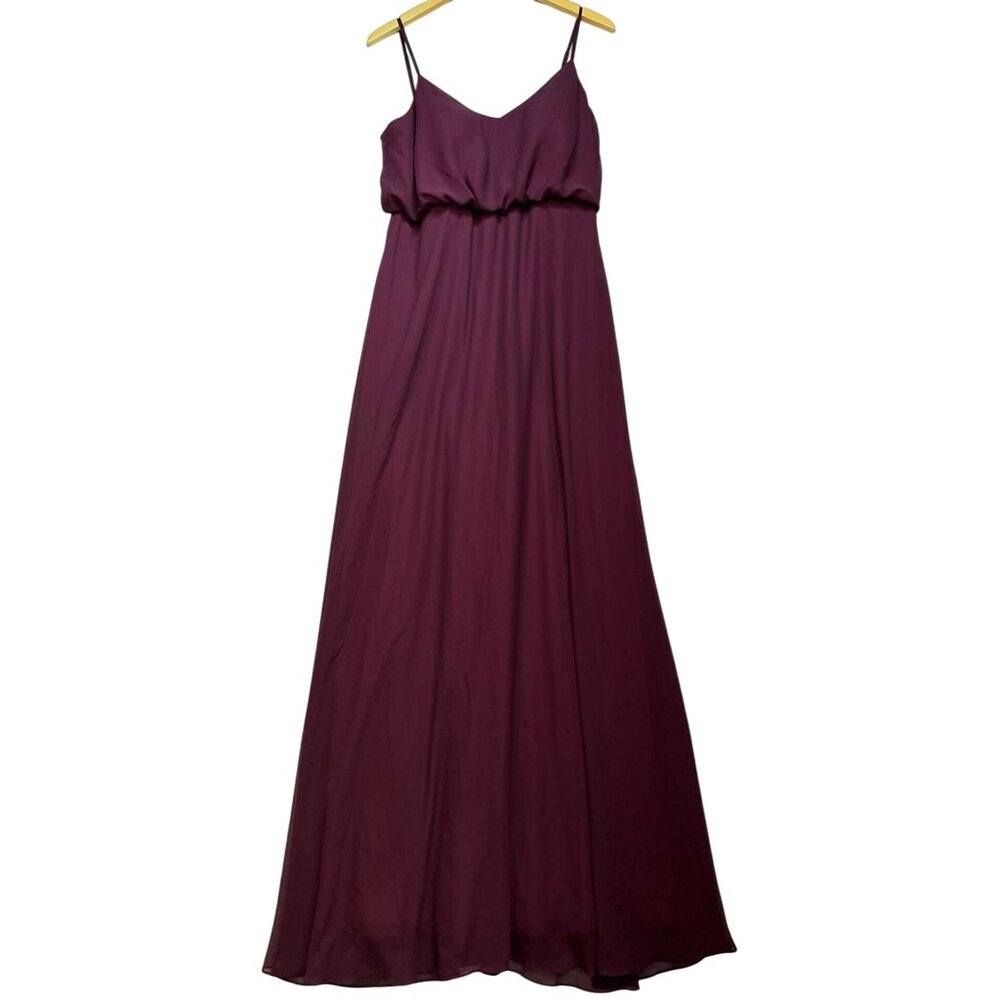 Birdy Grey Women's Gwennie Chiffon Bridesmaid Maxi Dress Size Large Cabernet Red